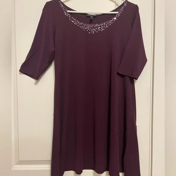 Eileen Fisher Silk & Sequin Tunic Top in Purple Plum Women's Small - Picture 1 of 6